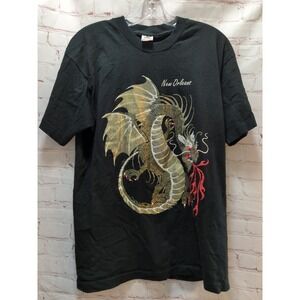 Vintage New Orleans Gold Dragon T-shirt Men Women Large Single Stitch Fruit Loom
